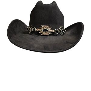 Stylish Black Western Hat with Silver Details NWT